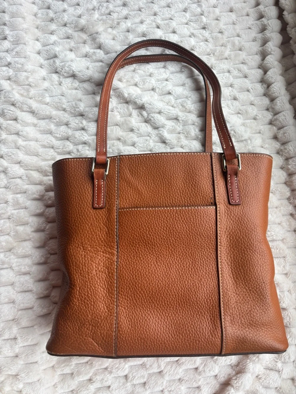 Dooney & Bourke Brown Pebbled Leather Tote Bag Shoulder Handles